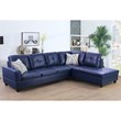 Star Home Living Corp Harry Faux Leather Right Sectional Sofa in Blue