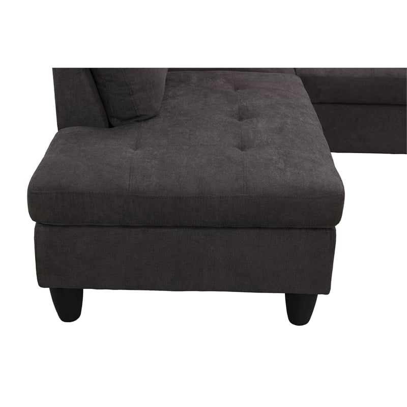 Star Home Living 3PC Sectional Sofa with Ottoman (Dark Brown)