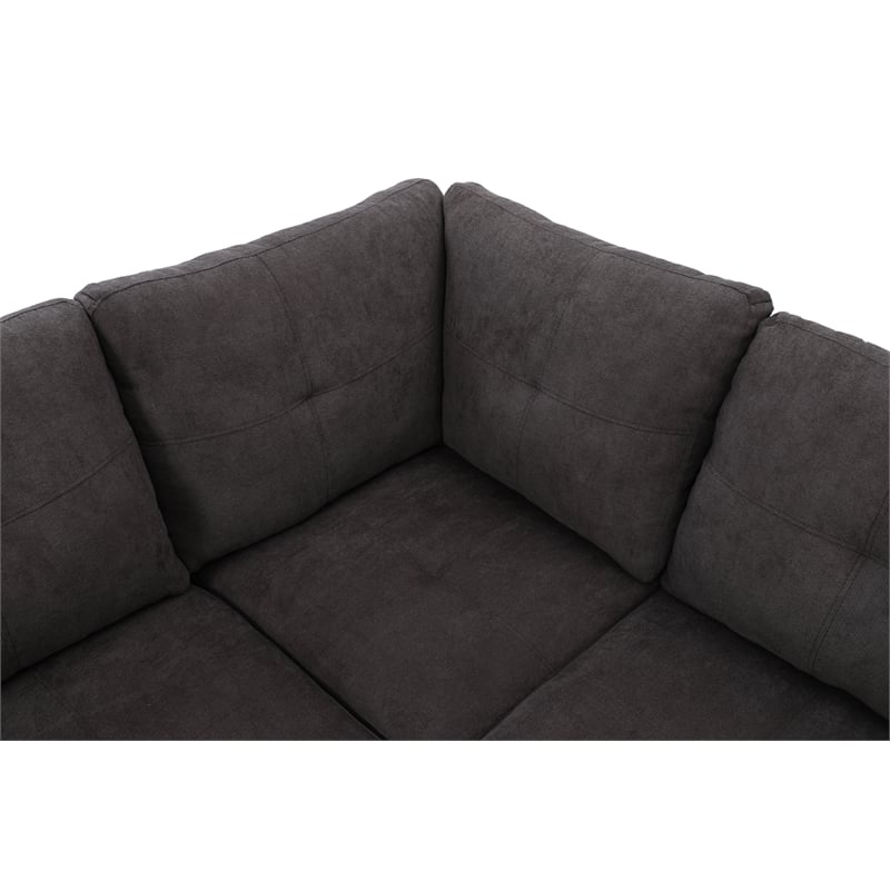 Star Home Living 3PC Sectional Sofa with Ottoman (Dark Brown)
