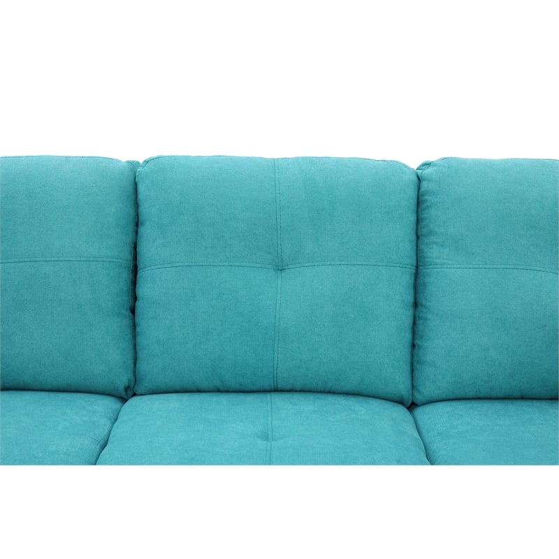 Star Home Living 3PC Flannelette Sectional Sofa with Ottoman (Sea Green)