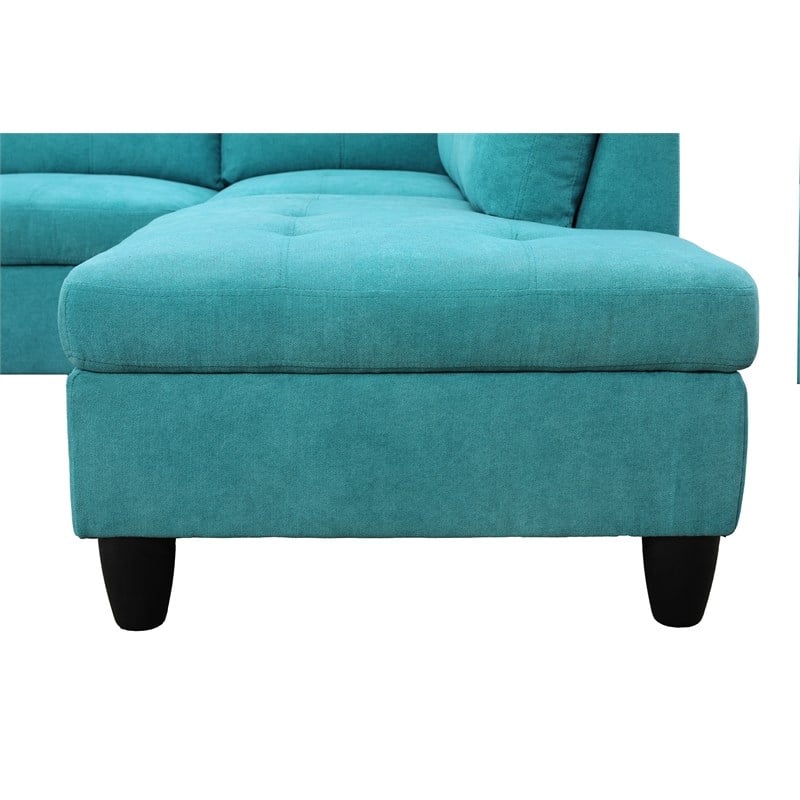 Star Home Living 3PC Flannelette Sectional Sofa with Ottoman (Sea Green)
