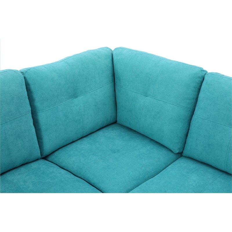 Star Home Living 3PC Flannelette Sectional Sofa with Ottoman (Sea Green)