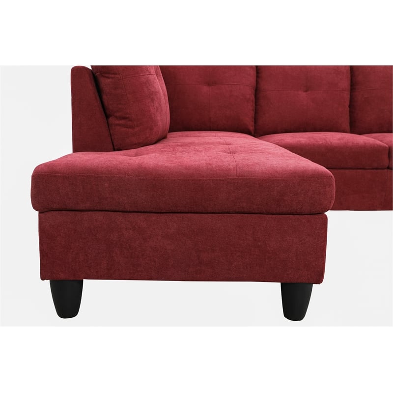 Star Home Living 3PC Flannelette Sectional Sofa with Ottoman (Red)