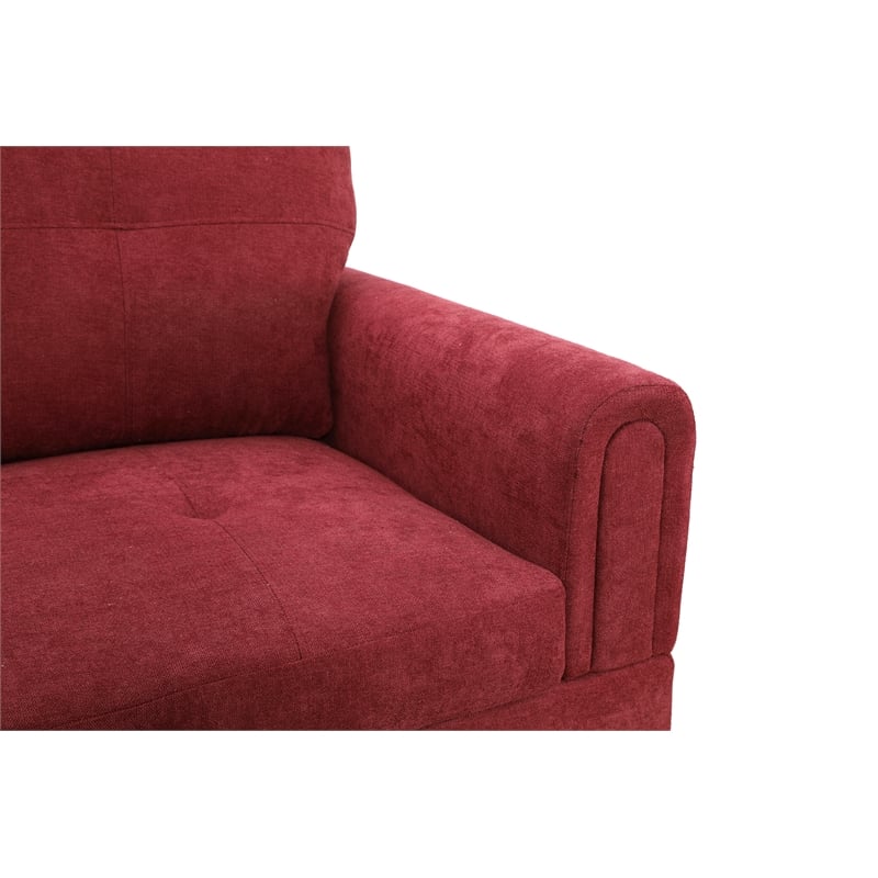 Star Home Living 3PC Flannelette Sectional Sofa with Ottoman (Red)