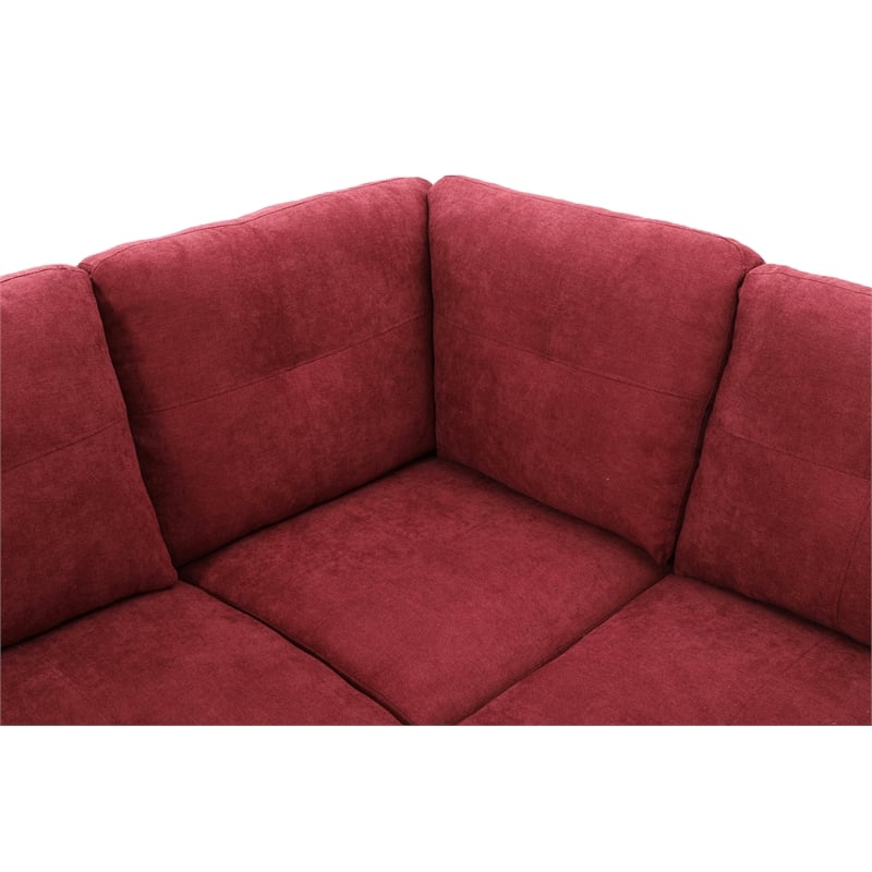 Star Home Living 3PC Flannelette Sectional Sofa with Ottoman (Red)