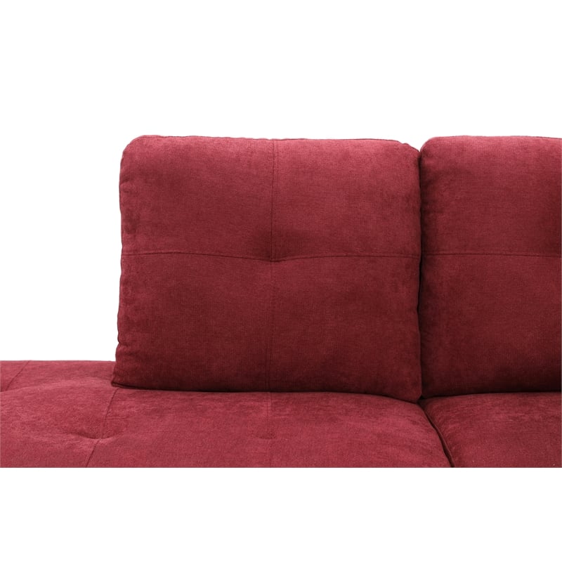 Star Home Living 3PC Flannelette Sectional Sofa with Ottoman (Red)