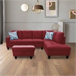 Star Home Living 3PC Flannelette Sectional Sofa with Ottoman (Red)