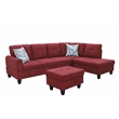 Star Home Living 3PC Flannelette Sectional Sofa with Ottoman (Red)