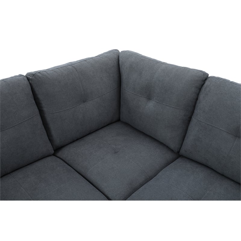 Star Home Living 3PC Sectional Sofa with Ottoman (Dark Gray)