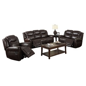 Star Home Living Corp 3-piece Faux Leather Living Room Set in Espresso