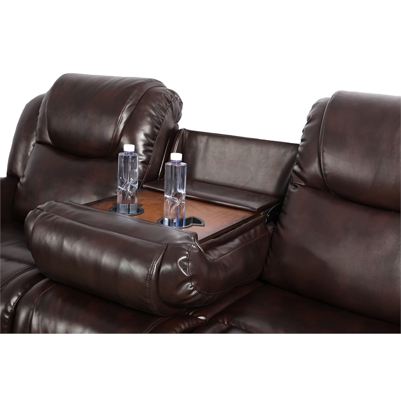 Star Home Living Corp 3-piece Faux Leather Reclining Living Room Set in Espresso