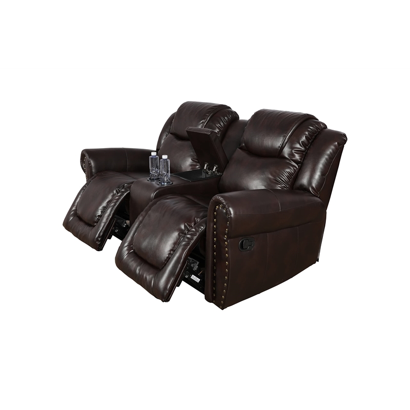 Star Home Living Corp 3-piece Faux Leather Reclining Living Room Set in Espresso