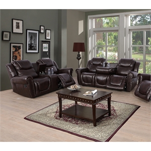 Star Home Living Corp 2-piece Faux Leather Reclining Living Room Set in Espresso