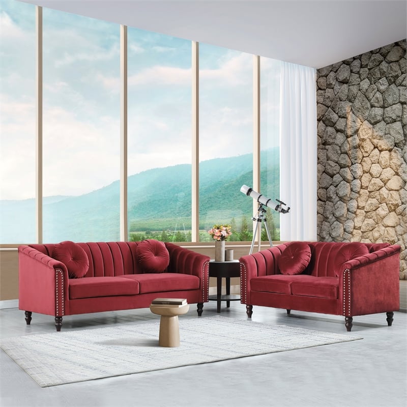 FUOROLA Mirando 2 Piece Living Room Set  Red