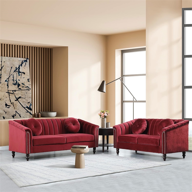 FUOROLA Mirando 2 Piece Living Room Set  Red