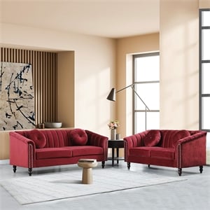 FUOROLA Mirando 2 Piece Living Room Set  Red