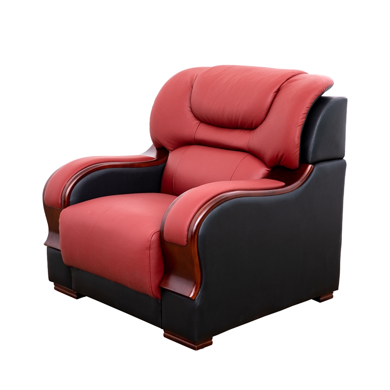 Star Home Living 3-Piece Genuine Leather Sofa Set in Black/Red