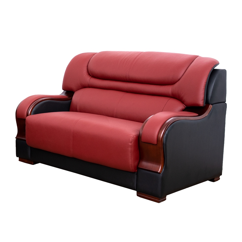 Star Home Living 3-Piece Genuine Leather Sofa Set in Black/Red