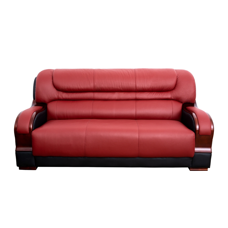 Star Home Living 3-Piece Genuine Leather Sofa Set in Black/Red