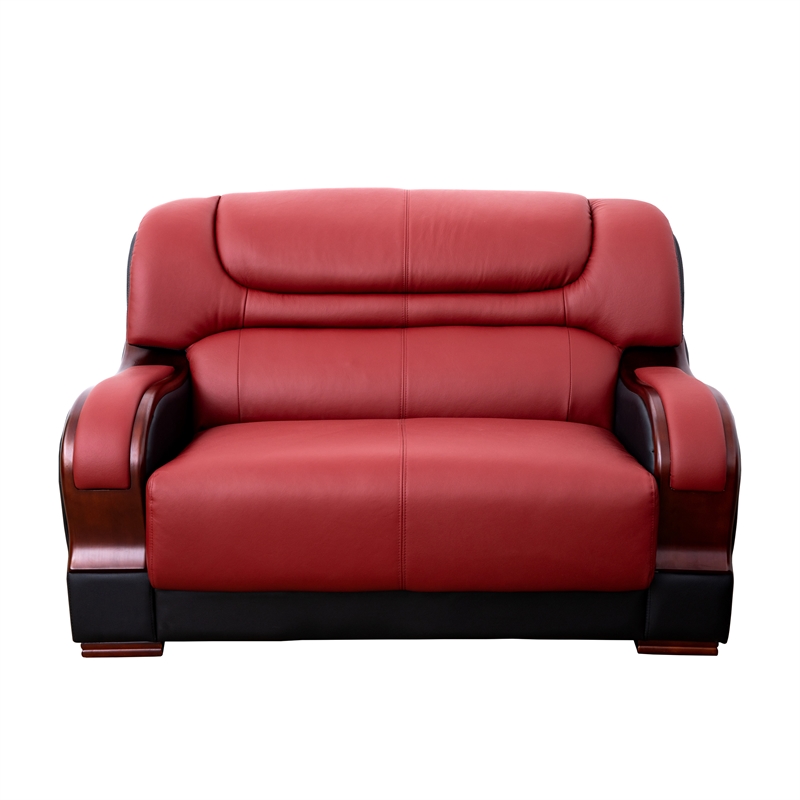 Star Home Living 3-Piece Genuine Leather Sofa Set in Black/Red