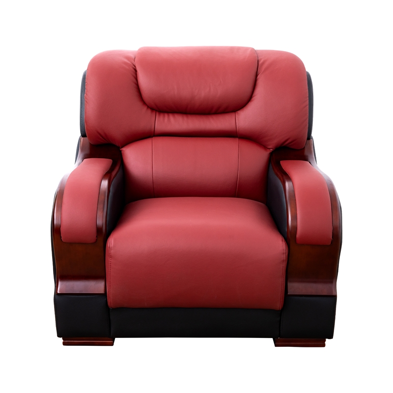 Star Home Living 3-Piece Genuine Leather Sofa Set in Black/Red