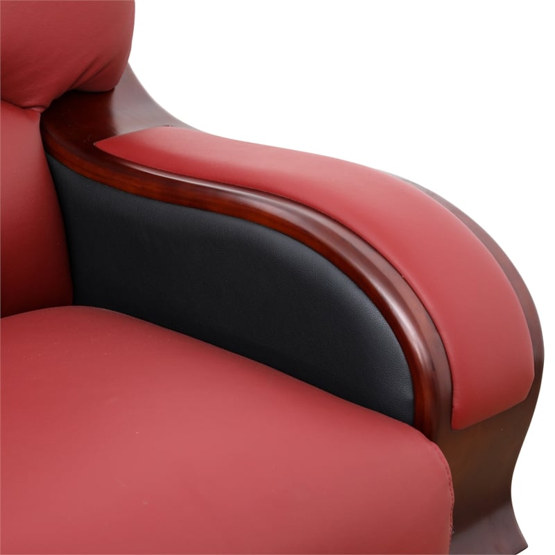 Star Home Living 3-Piece Genuine Leather Sofa Set in Black/Red