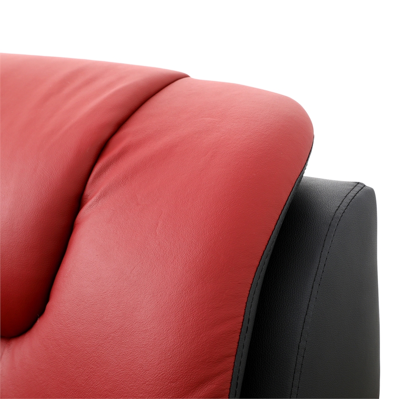 Star Home Living 3-Piece Genuine Leather Sofa Set in Black/Red