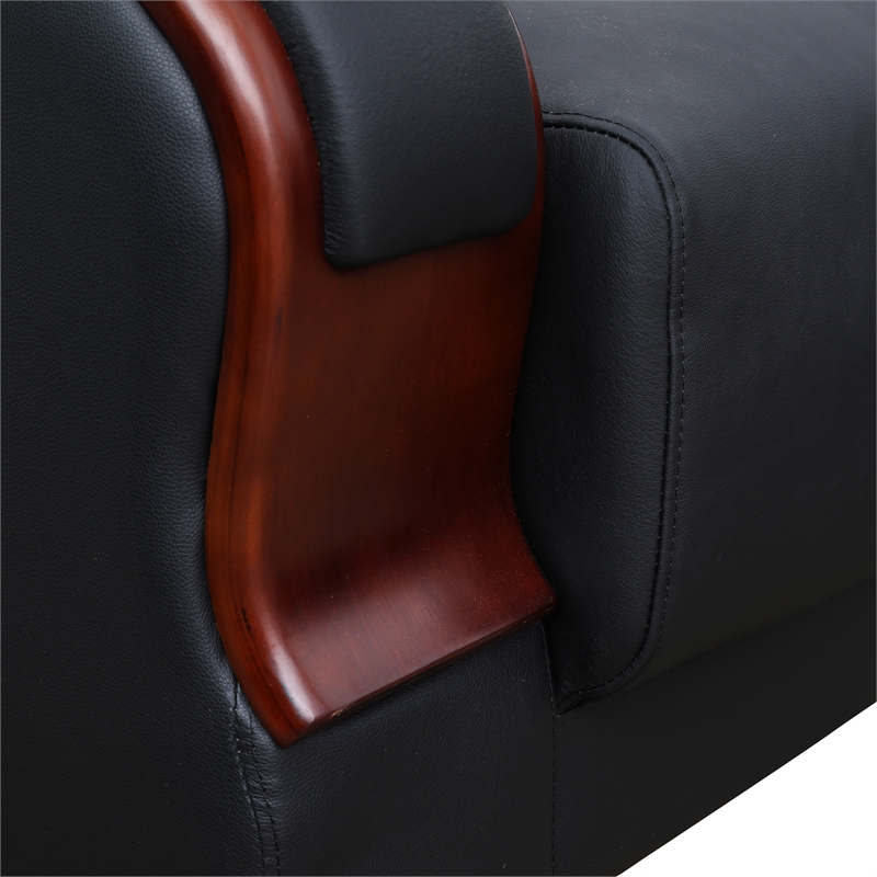 Star Home Living 3 Pieces Genuine Leather Living Room Set in Black