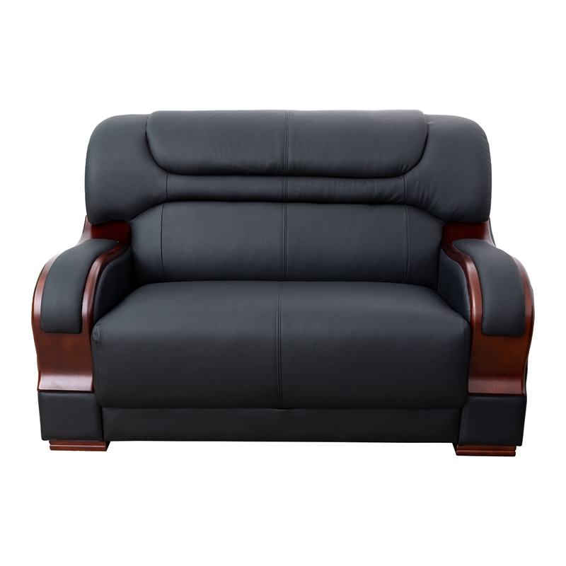 Star Home Living 3 Pieces Genuine Leather Living Room Set in Black