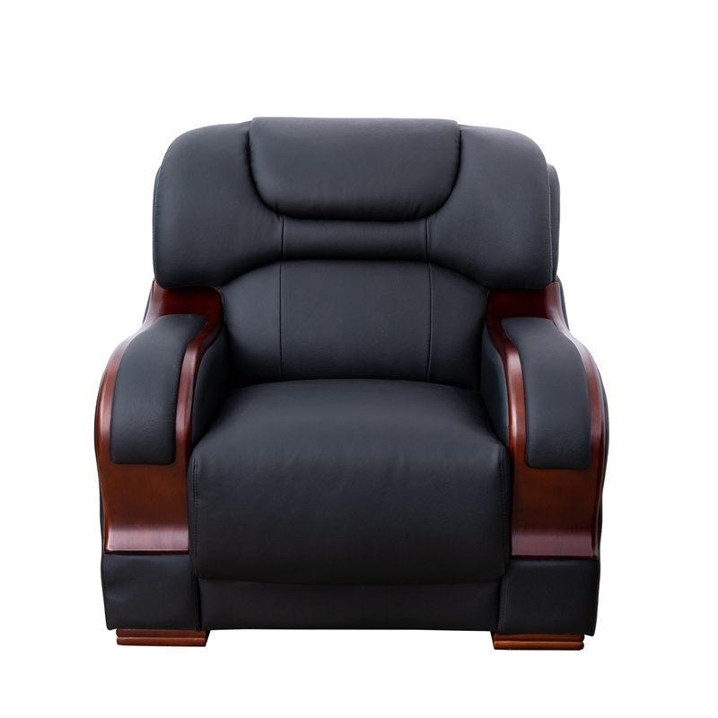 Star Home Living 3 Pieces Genuine Leather Living Room Set in Black