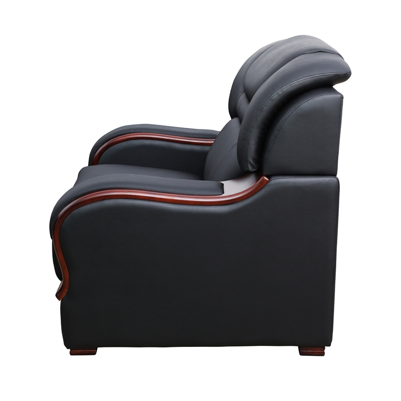 Star Home Living 3 Pieces Genuine Leather Living Room Set in Black