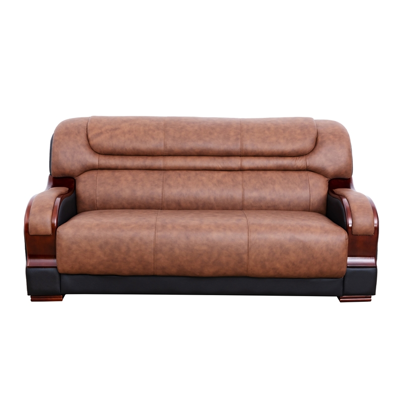 Star Home Living 3 Pieces Genuine Leather Living Room Set in Brown