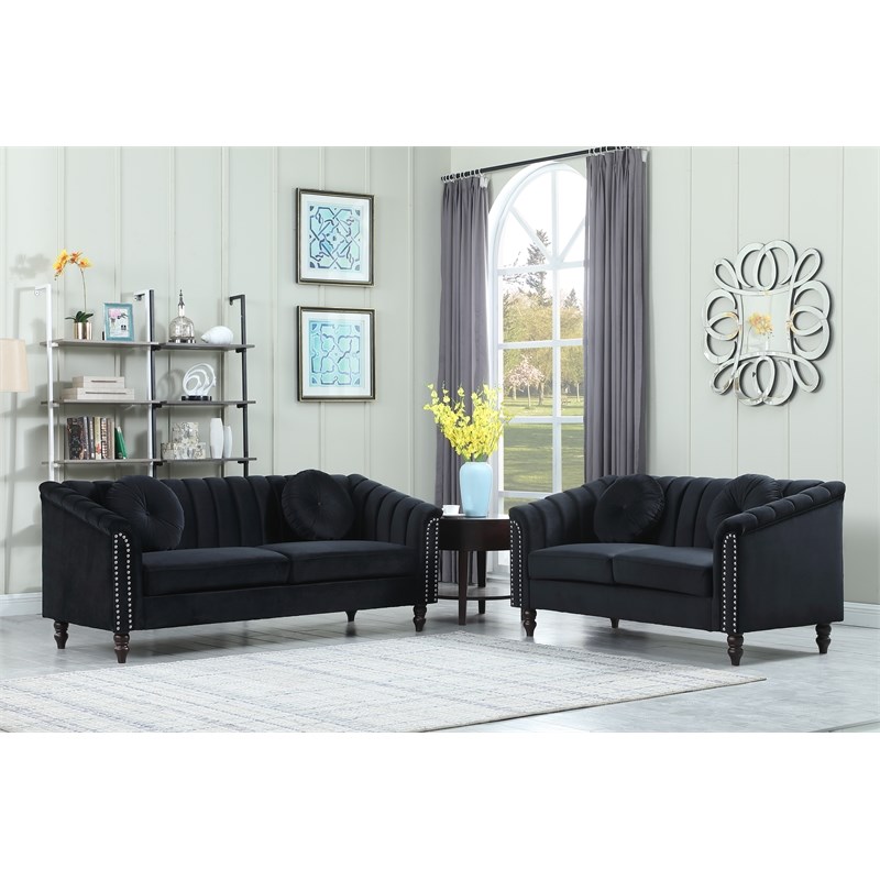 FUOROLA Mirando 2 Piece Living Room Set  Black