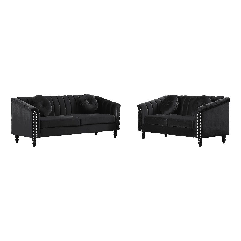 FUOROLA Mirando 2 Piece Living Room Set  Black
