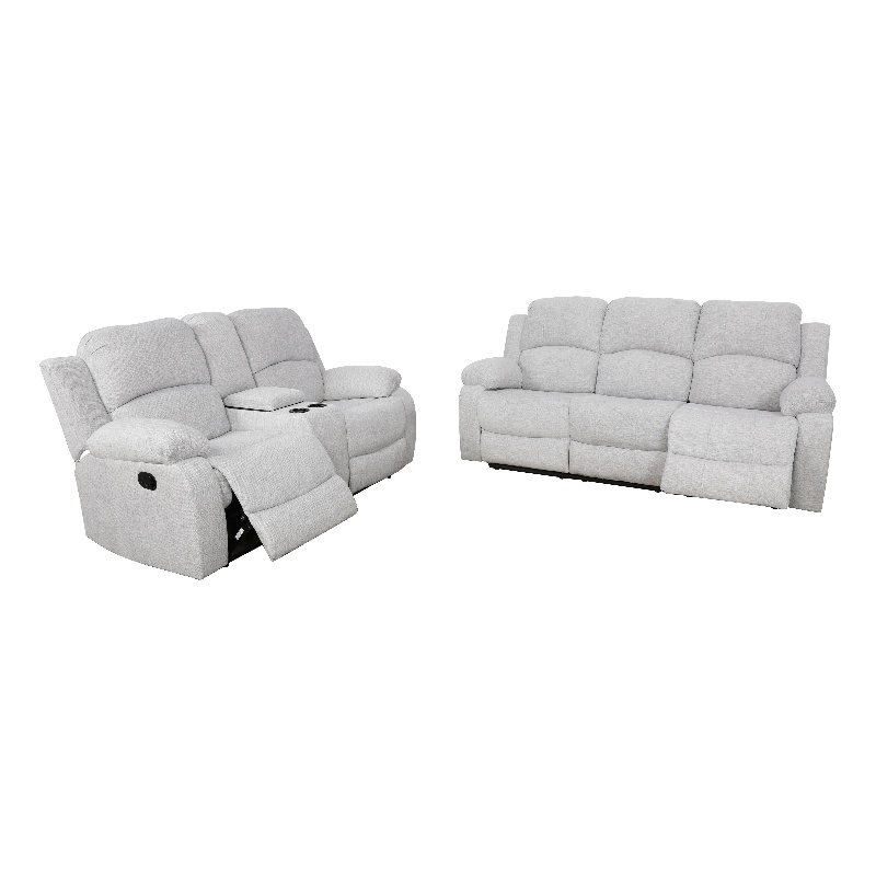 Star Home Living Corp Nikki 2-Piece Modern Microfiber Recliner Sofa Set in White