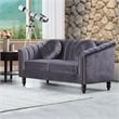 Jessica 2 Pieces Gray Microfiber Living Room Set Modern Velvet Sofa Set pillow