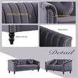 Jessica 2 Pieces Gray Microfiber Living Room Set Modern Velvet Sofa Set pillow