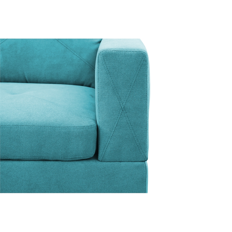 Starhome L Shaped Green Couch with Storage Ottoman(Pillows Included) Microfiber