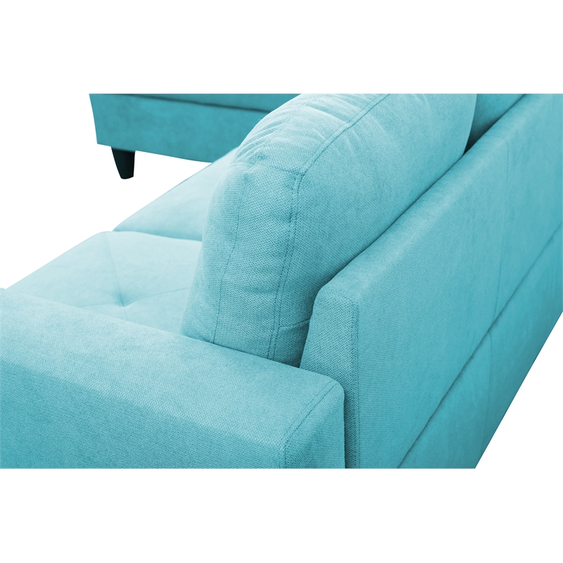 Starhome L Shaped Green Couch with Storage Ottoman(Pillows Included) Microfiber