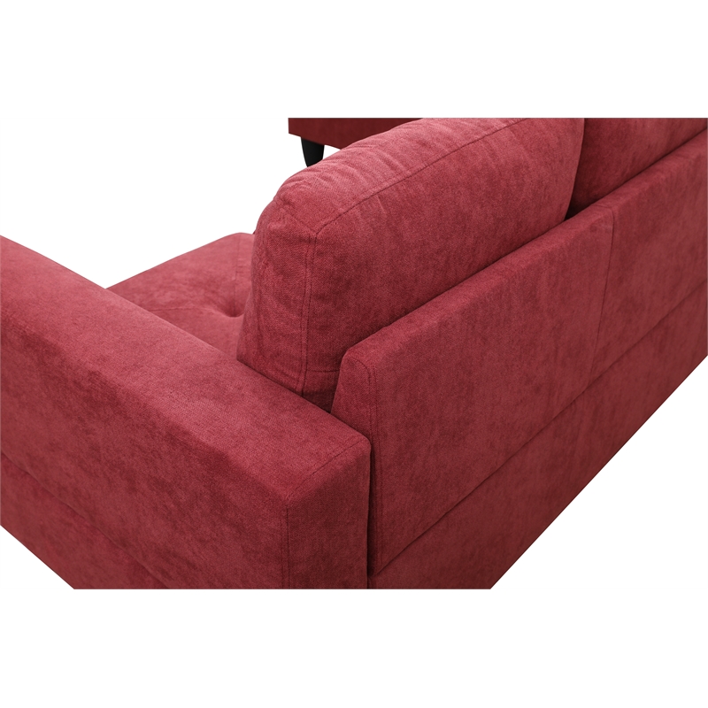 Starhome L Shaped Red Couch with Storage Ottoman(Pillows Included) Microfiber