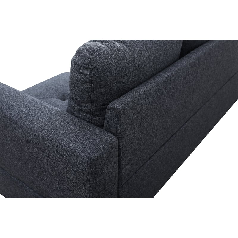 Starhome L Shaped Black Gray Couch with Ottoman(Pillows Included) Microfiber