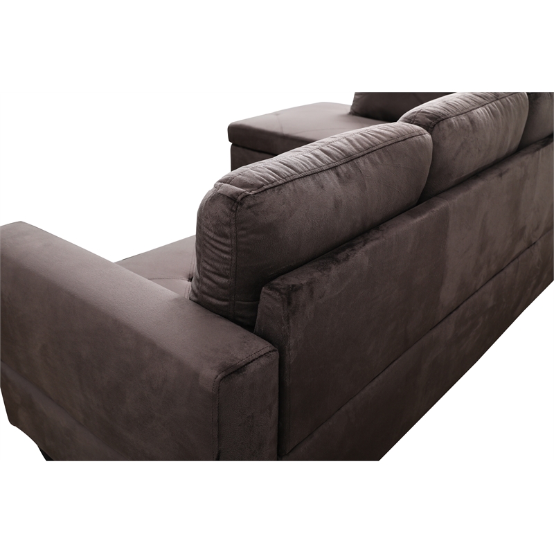 Starhome L Shaped Chocolate Couch with Ottoman(Pillows Included) Microfiber