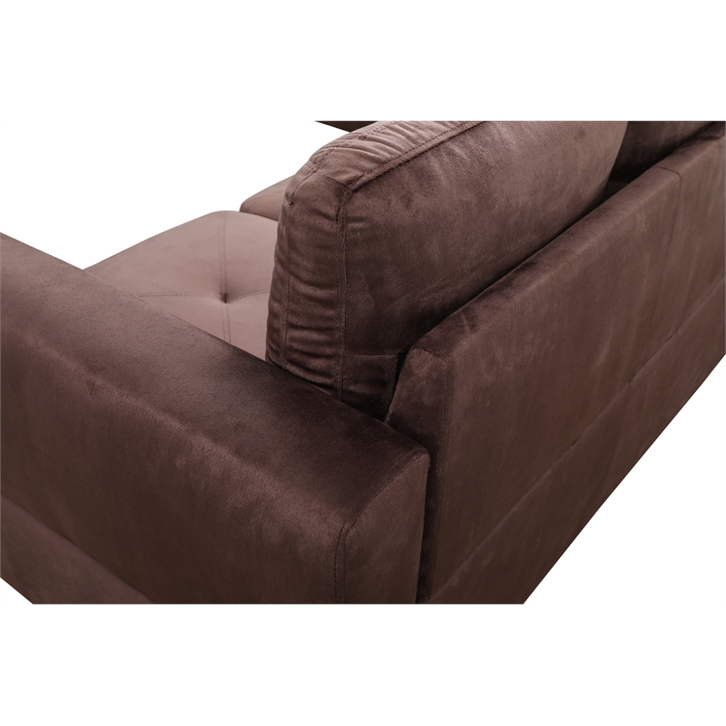 Starhome L Shaped Brown Couch with Ottoman(Pillows Included) Microfiber