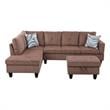 Starhome L Shaped Brown Couch with Ottoman(Pillows Included) Microfiber