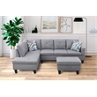 Starhome L Shaped Gray Couch with Ottoman(Pillows Included) Microfiber