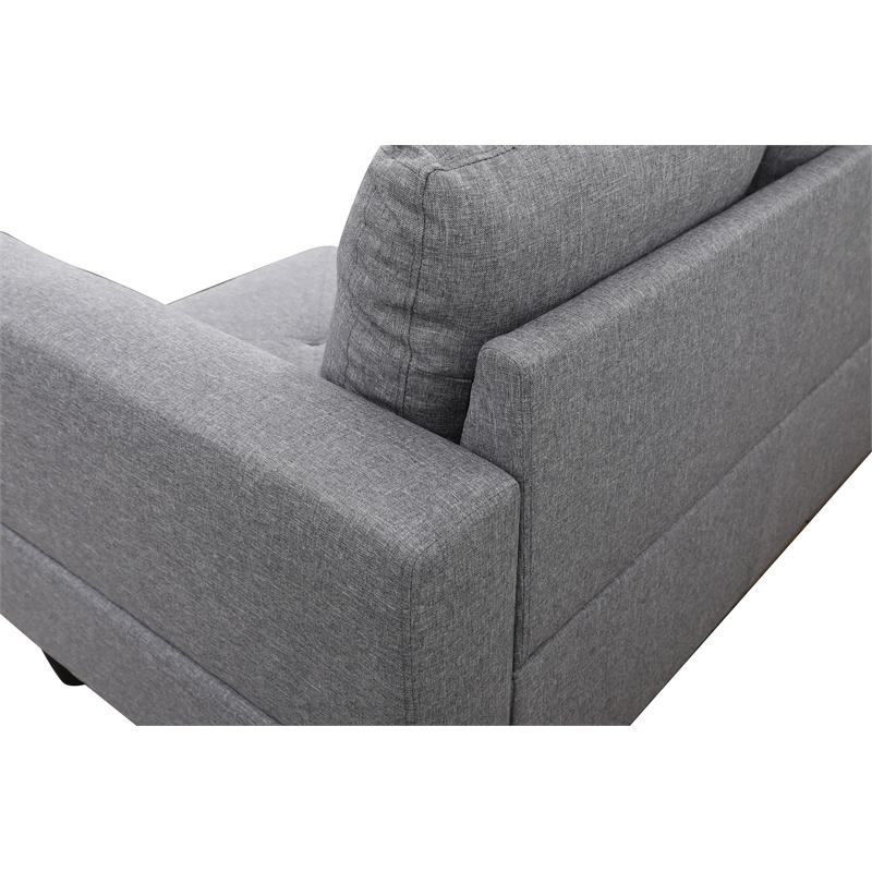 Starhome L Shaped Gray Couch with Ottoman(Pillows Included) Microfiber