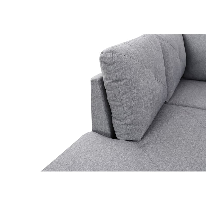 Starhome L Shaped Gray Couch with Ottoman(Pillows Included) Microfiber