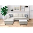 Starhome L Shaped White Couch with Ottoman(Pillows Included) Microfiber