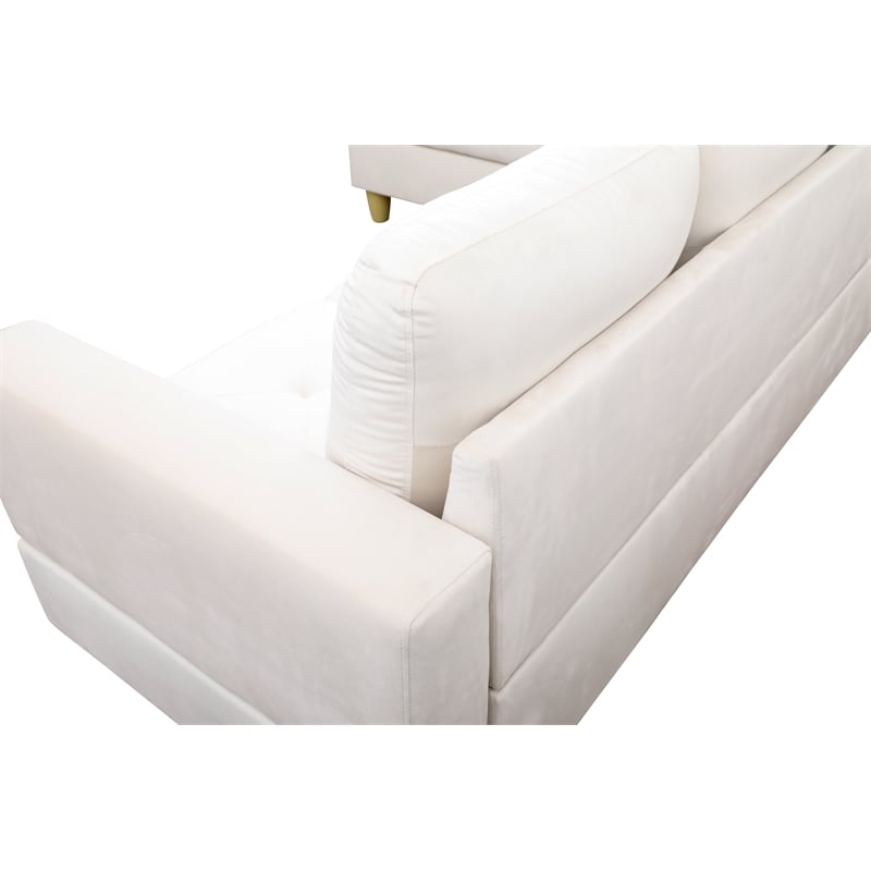 Starhome L Shaped White Couch with Ottoman(Pillows Included) Microfiber