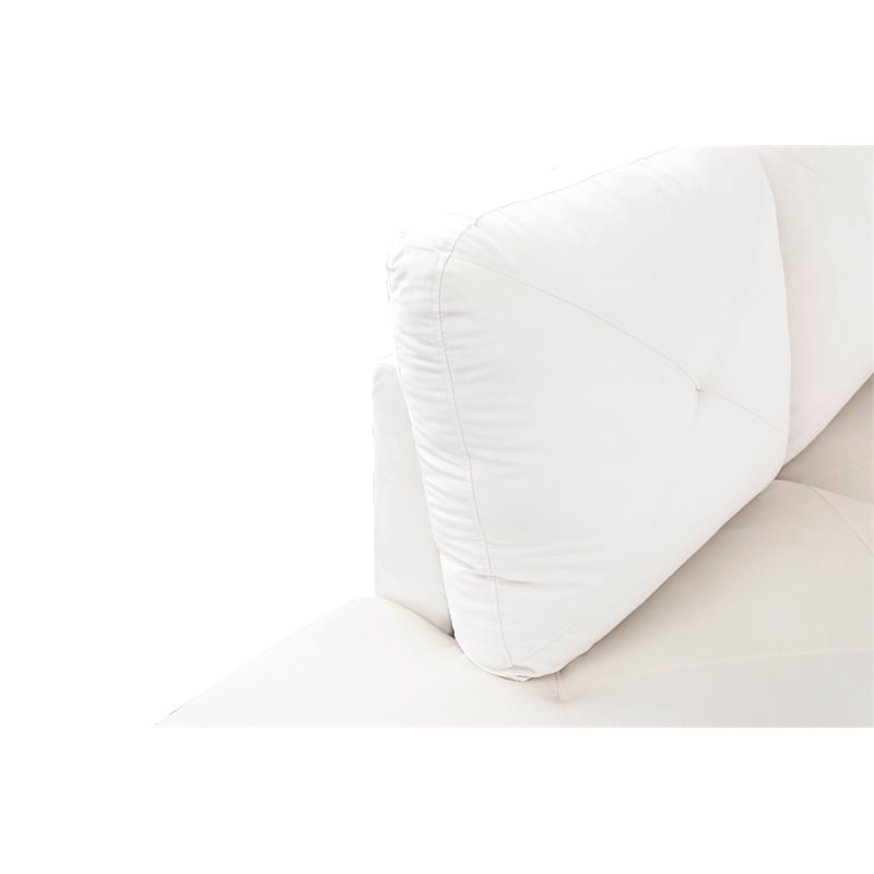 Starhome L Shaped White Couch with Ottoman(Pillows Included) Microfiber